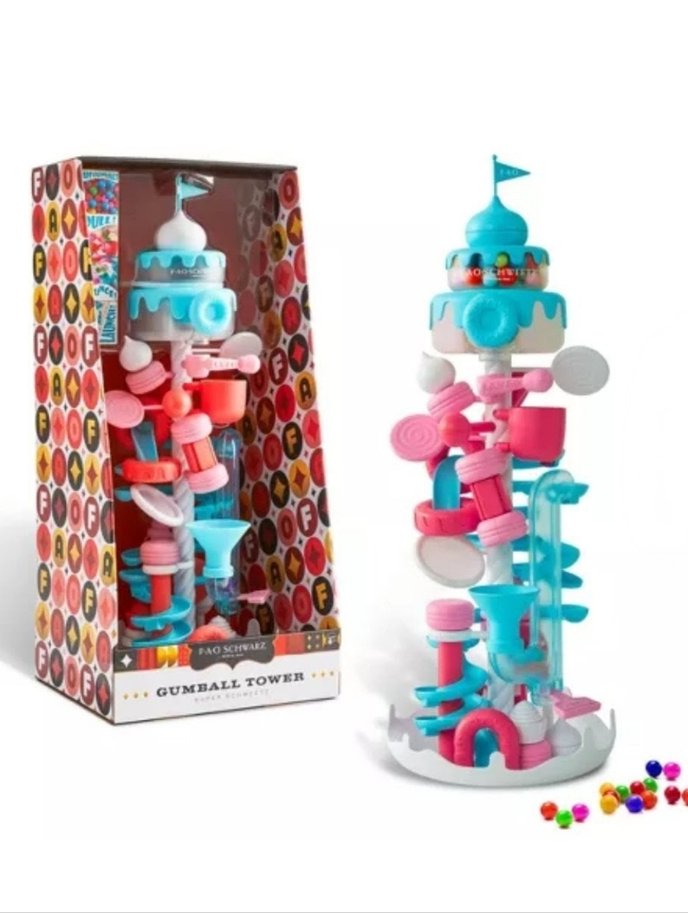 FAO Schwarz Pink & Blue Gumball Tower Playset